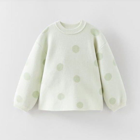 Zara Shirts & Tops Zara Mint Green Polka Dot Sweater Poshmark